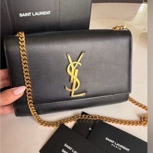 Saint Laurent Black Crossbody with Gold Chain